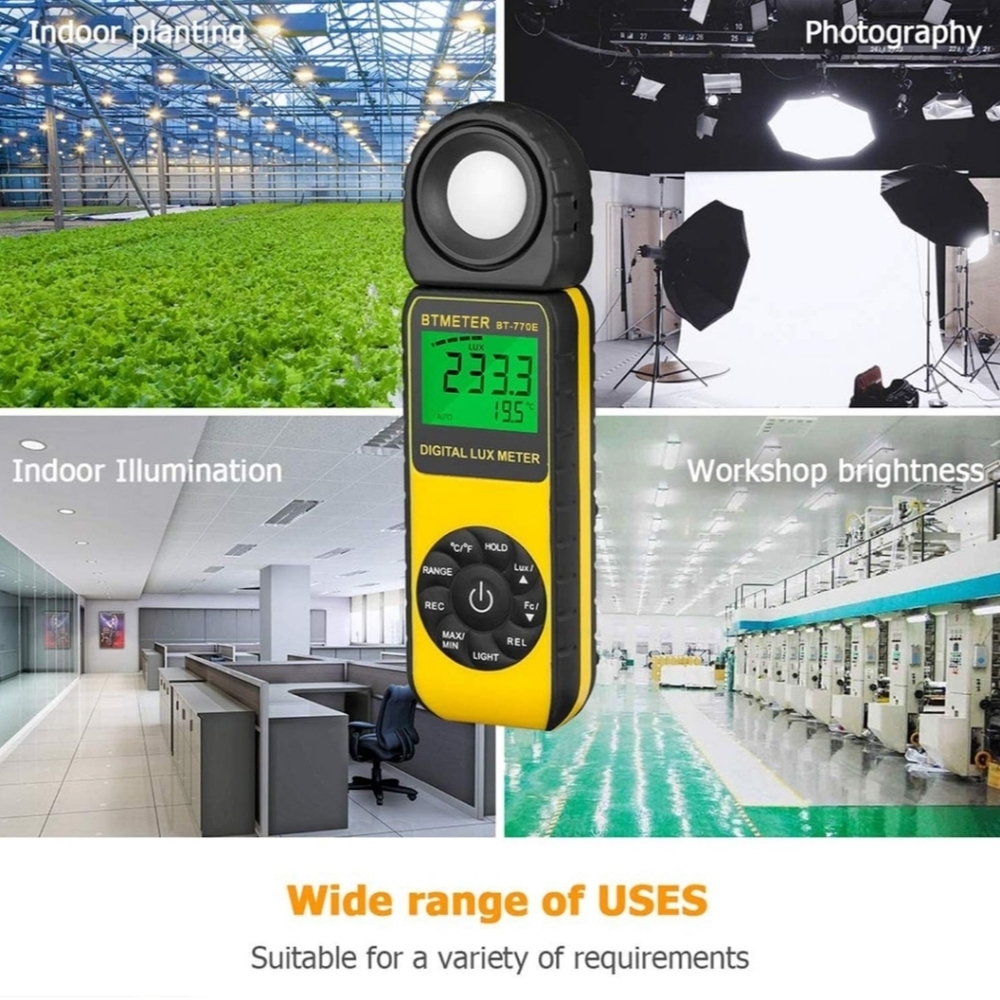BTMETER BT-881E Digital Illuminance/Light Meter, Measure Lights 0.01~300,000 Lux